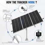 ECO-WORTHY 600W Solar Panel Tracker System: 3pcs Bifacial 195W Monocrystalline Solar Panels, Single-Axis Solar Tracking Kit with Tracker Controller for Shed Farm Yard Hut Field and Any Off-Grid