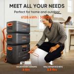 Jackery Explorer 2000 Plus Kit(6kWh), 400W Solar Panels+Two Expandable Battery Packs, 6128 Wh LiFePo4 Home Backup Battery with 3000W Output, for Power Outages, Emergencies