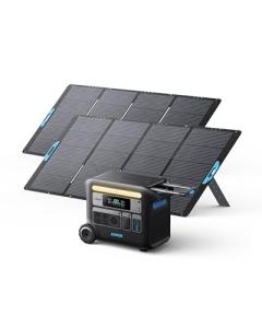 Anker SOLIX F2000 Solar Generator, 2048Wh Portable Power Station with LiFePO4 Batteries and 2× 400W Solar Panel, GaNPrime Technology, 4 AC Outlets Up to 2400W for Home, Power Outages, Camping, and RVs