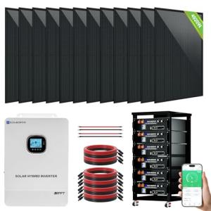 ECO-WORTHY 10KW Output Home Off-Grid Solar Power System: 30.72kwh Server Cabinet with Communication Lithium Battery, Large Capacity, More Freedom.4920W Monocrystalline Photovoltaic Solar Panel Matrix.