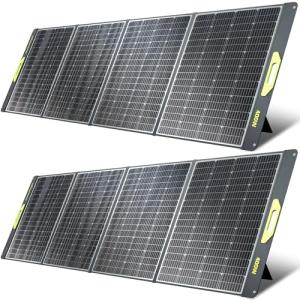 800W Portable Solar Panel, 2pcs 400W Portable Solar Panels 39V, 23% Efficiency Foldable IP67 Waterproof Adjustable Kickstands, Off-Grid Power Smart Sunlight Alignment via Suncast, for Camping, RV