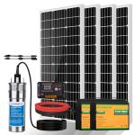 ECO-WORTHY 24V Solar Well Pump Kit - Submersible Stainless Steel Pump for Well, Pond, Farm, Home | 4x100W Mono Solar Panels, 50AH Lithium Battery & Controller | 3-Package Delivery