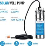 ECO-WORTHY 24V Solar Well Pump Kit - Submersible Stainless Steel Pump for Well, Pond, Farm, Home | 4x100W Mono Solar Panels, 50AH Lithium Battery & Controller | 3-Package Delivery