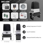 TOPENS DKC2000S Solar Sliding Gate Opener Chain Drive Automatic Gate Motor for Heavy Driveway Slide Gates Up to 4400 Pounds, Electric Gate Operator Battery Powered with Solar Panel Remote Control Kit