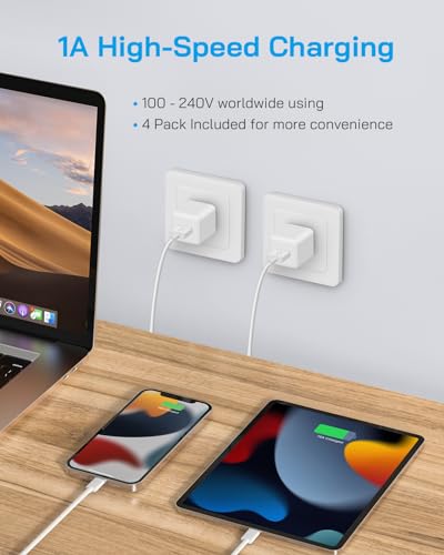 Juusmart MFi Certified 6ft iPhone Charger Cable 4-Pack