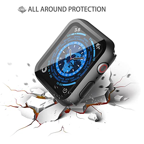 Misxi 2-Pack PC Case & Tempered Glass for Apple Watch