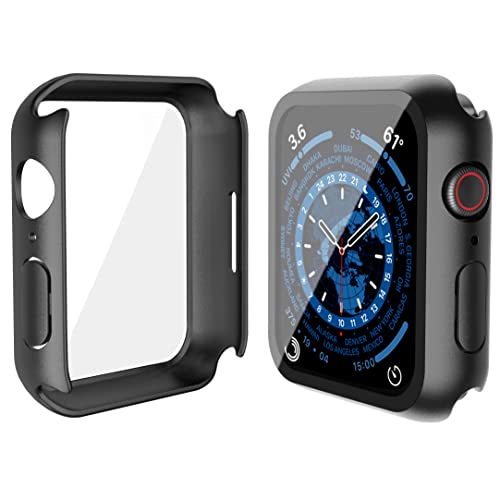 Misxi 2-Pack PC Case & Tempered Glass for Apple Watch