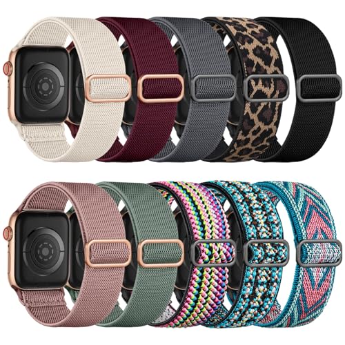 Maledan 10 Pack Stretchy Nylon Apple Watch Bands
