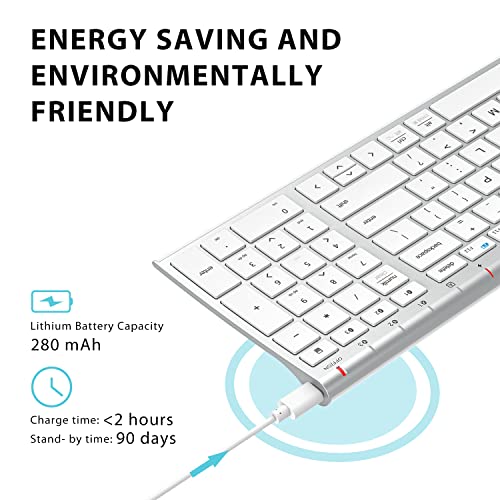 iClever BK10 Multi-Device Bluetooth Keyboard with Number Pad