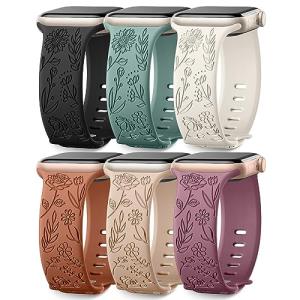 Floral Engraved Silicone Bands for Apple Watch