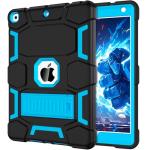 Heavy Duty iPad Case with Kickstand - Black/Sky Blue
