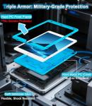 Heavy Duty iPad Case with Kickstand - Black/Sky Blue