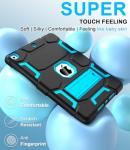 Heavy Duty iPad Case with Kickstand - Black/Sky Blue