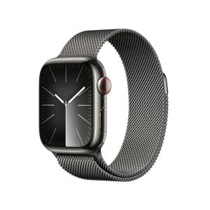 Apple Watch Series 9 [GPS + Cellular 41mm] Smartwatch with Graphite Stainless Steel Case with Graphite Milanese Loop. Fitness Tracker, ECG Apps, Always-On Retina Display