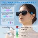 Bluetooth Smart Glasses with Polarized Sunglasses and Speakers