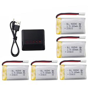 5 Lithium Batteries with 5-in-1 Charger for Drones