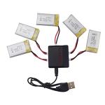5 Lithium Batteries with 5-in-1 Charger for Drones