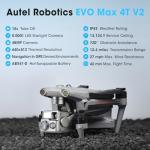 Autel Robotics EVO MAX 4T V2, Upgrade of MAX 4T/ 4T XE, 2025 Support Remote ID,1/2'' CMOS 48MP Wide, 640x512 T~hermal Camera, 16.4–3737ft L~aser Rangefinder, 48MP Zoom Camera, Battery In-place Detection, No Blind Spots, A-Mesh 1.0, Triple Anti-Jamming