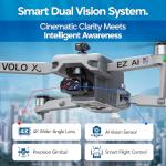 DCX Volo X EZ AI Drones – Drones with Camera for Adults 4k AI-Assisted Flight Control – FAA Approved Drone 4k Camera, 360° Obstacle Avoidance, U.S. Support – Beginner Drone for Adults