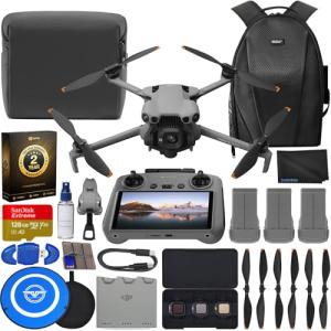 DJI Mini 5 Pro Drone Fly More Combo with RC 2 Controller (With Screen) Folding Drone with 4K Video, 36 Mins Flight Time, 3 Batteries Bundle with 128GB Memory Card, CPS 2 Year Warranty + Pilot Kit