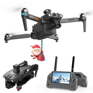 2026 Upgraded Drones with Camera for Adults 4K, FPV Drones with 7.2" Touchscreen Remote, 100Min Flight Time, 3-Axis Gimbal & EIS, GPS Auto Return, Follow Me, 6-Mile Range, Payload Drop, Professional Adult Drone with Long Range (black-3 battery)
