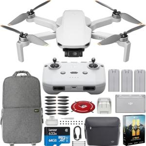 DJI Mini 4K Drone Quadcopter Fly More Combo with Camera for Adults, Under 249g, 3-Axis Gimbal Stabilization, 10km Video Transmission, Auto Return, 3 Flight Batteries Bundle with Deco Gear Accessories