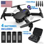 Drone 2025 4K HD Dual Camera WiFi FPV RC Foldable Quadcopter + 4 Batteries