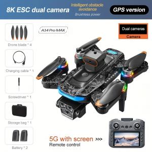 GPS 8K Camera Drone 5G WiFi Brushless Foldable RC Quadcopter Dual Battery Case