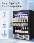 Feelfunn 24 inch Beverage Refrigerator - 180 Cans Under Counter Beverage Fridge with Glass Door & Safety Lock for Beer Wine Soda, Built-in or Freestanding Drink Fridge for Home Office Kitchen or Bar