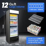 BINGERMA Commercial Display Refrigerator with Glass Door 12 Cu.ft Merchandiser Beverage Cooler Bar Black Drink Fridge for Convenience Stores, Supermarkets,Bars,Offices