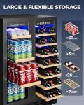 ICEVIVAL Wine and Beverage Refrigerator, 24 Inch Built-In Wine Fridge with Glass Door, Holds 20 Wine Bottles & 60 Cans, Under Counter Refrigerator with Quiet Cooling System & Blue LED Light(Black)