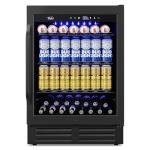 Velivi 24" Black Beverage Refrigerator Cooler: 24Inch Built-In Under Counter Fridge for Soda, Beer, Drink | 168Cans Large Capacity - Perfect for Kitchen, Bar, or Office