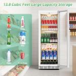 Velivi Commercial Merchandiser Refrigerator, 13.8 Cu Ft Display Beverage Fridge with Glass Door Upright Cooler with LED Light Low Noise, Fast Cooling for Shop, Restaurant, Office (White)