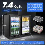 BINGERMA Back Bar Cooler with 2 Glass Doors Commercial Under Counter Beverage Refrigerator 7.4 Cu.ft. ETL Black Drink Fridges for Bar,Office,Convenience Stores