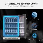 24 Inch Beverage Refrigerator 140 Cans Beverage Fridge, Drink Fridge with Glass Door 3 LED 34-54 ℉ Beverage Coolers Built-in or Freestanding Adjustable Shelves for Home/Kitchen(5.65 cu.ft)