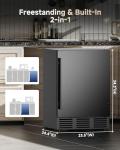 ICEVIVAL 24 Inch Beverage Refrigerator, 180 Can Under Counter Fridge, Stainless Steel Beer Fridge for Built-in & Freestanding, Outdoor Refrigerator for Soda, Beer, Wine (Black)