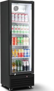 BODEGACOOLER Commercial Beverage Refrigerator with Glass Door,12.5 Cu.Ft Display Merchandiser Drink Refrigerator,Upright Commercial Bar Fridge,Display Drink Cooler,Soft LED Light,Romovable Shelves