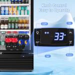 Velieta Commercial Beverage Refrigerator, 24.5 Inch 15 Cu. Ft. Drink Fridge, Display Refrigerator with Glass Door, Commercial Display Fridge with 4 Adjustable Shelves, for Shops, Restaurants, Bars