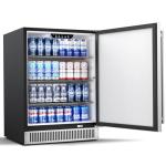 Coolski 24 Inch Beverage Refrigerator Cooler Under Counter, 180 Cans Outdoor Refrigerator for Patio, Built-In or Freestanding Fridge with Stainless Steel Door for Home Bar Kitchen, ETL, NSF Approved