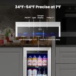 Yeego 15 Inch Beverage Refrigerator – 100 Can Mini Fridge with Glass Door, 34-54 ℉ Built-In Freestanding or Under Counter Beverage Cooler for Drink Soda Wine - For Home Bar Office