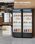 VEVOR Commercial Merchandiser Refrigerator, 6.9 CU.FT Glass Door Display Refrigerator, Beverage Refrigerator Cooler Merchandiser with Adjustable Shelves, Soft LED Light, Customizable Lightbox, Black