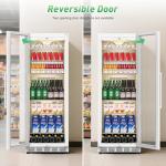 Velivi Commercial Merchandiser Refrigerator, 13.8 Cu Ft Display Beverage Fridge with Glass Door Upright Cooler with LED Light Low Noise, Fast Cooling for Shop, Restaurant, Office (White)