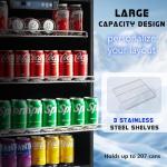 Albott Beverage Refrigerator-24 In fridge with Glass Door, Adjustable Shelves and LED Touch Panel, Under Counter Design for Wine Beer, Built-In or Freestanding Use, 34-64℉