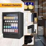 FoMup Beverage Refrigerator 24 Inch 200 Can Drink Fridge with Glass Door, Under Counter/Freestanding Beverage Cooler with Temperature Control, Reversible Door, Quick Cooling for Beer Soda Wine, Black