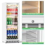 Velivi Commercial Merchandiser Refrigerator, 13.8 Cu Ft Display Beverage Fridge with Glass Door Upright Cooler with LED Light Low Noise, Fast Cooling for Shop, Restaurant, Office (White)