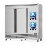 Coolski 3 Door Commercial Refrigerator 82" W 72 Cu.ft Reach-in Stainless Steel Upright Commercial Refrigerator for Restuarant, Bar, Shop, Garage