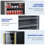 Albott Beverage Refrigerator-24 In fridge with Glass Door, Adjustable Shelves and LED Touch Panel, Under Counter Design for Wine Beer, Built-In or Freestanding Use, 34-64℉
