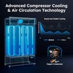 44"W ETL & DOE Certified 28 Cu Ft Commercial Merchandiser Refrigerators 2 Doors, Display Beverage Fridge with Built-in LED Light & Front LED Light,Double Glass Door Upright Business Retail Cooler