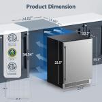 Coolski 24 Inch Beverage Refrigerator Cooler Under Counter, 180 Cans Outdoor Refrigerator for Patio, Built-In or Freestanding Fridge with Stainless Steel Door for Home Bar Kitchen, ETL, NSF Approved
