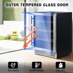 Albott Beverage Refrigerator-24 In fridge with Glass Door, Adjustable Shelves and LED Touch Panel, Under Counter Design for Wine Beer, Built-In or Freestanding Use, 34-64℉